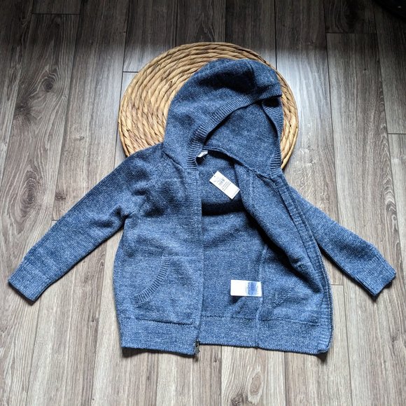 NWT Toddler Boy (5T) - GAP Navy Marl Hooded Zip Up Sweater - Picture 4 of 6